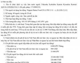 PHIẾU TRẢ LỜI Đăng ký hợp đồng cung ứng lao động đi làm việc tại Nhật Bản tháng 01/2025